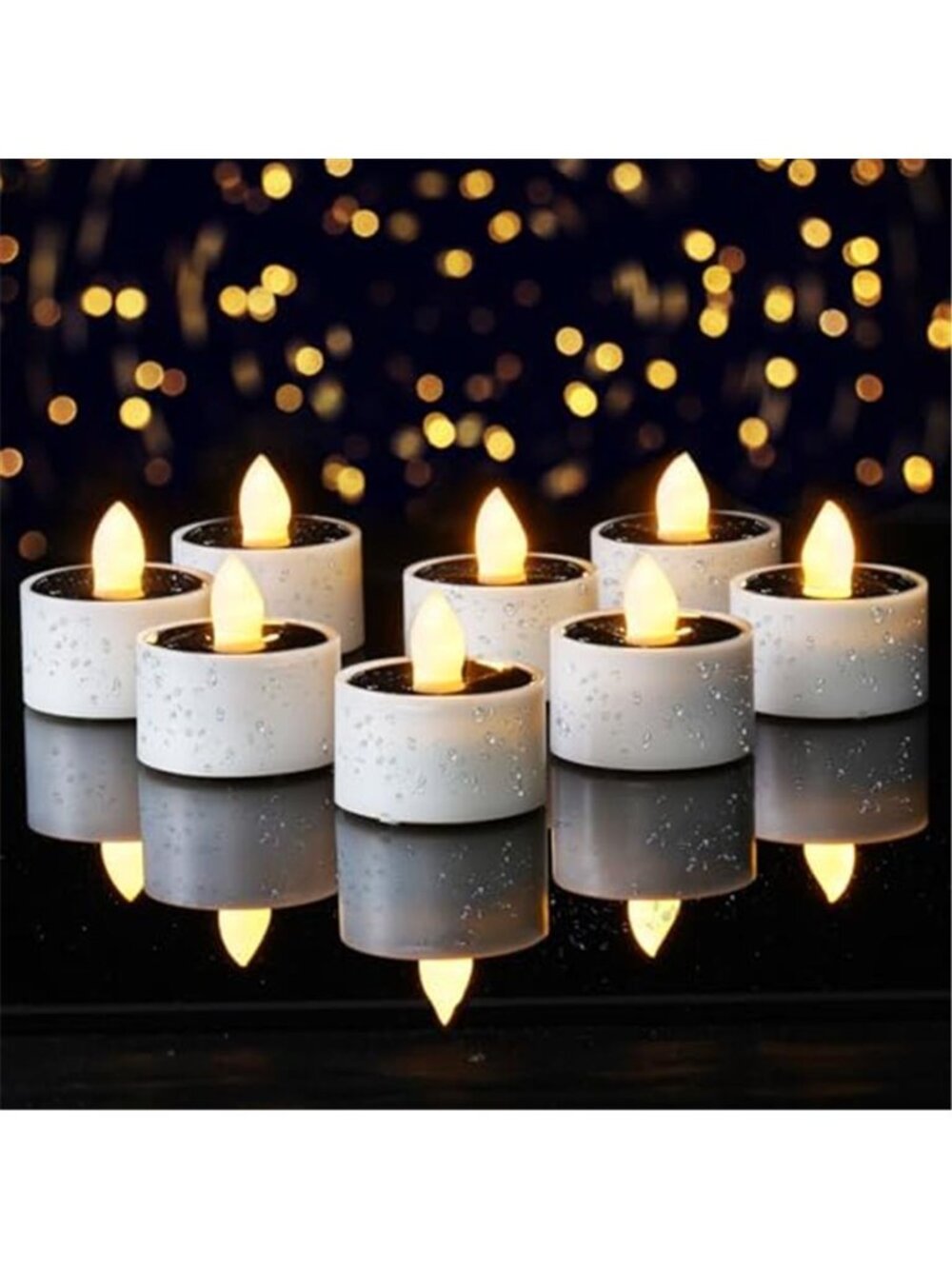 Solar Tea Lights Outdoor Waterproof LED Flameless Candles Warm White Flickering